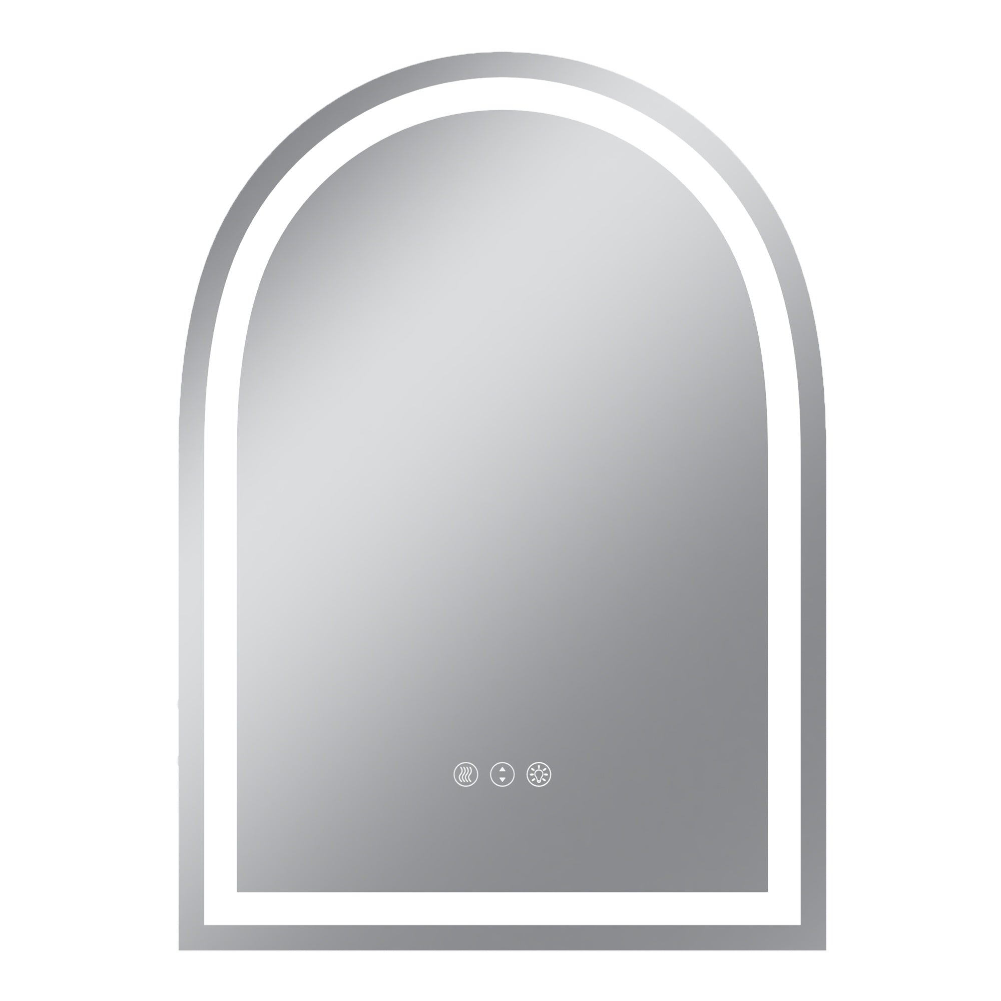 Vanityfus 20-in W 28-in H Arch Frameless Wall-Mounted Beveled Dimmable LED Lighted Fog Free Bathroom Vanity Mirror in sliver